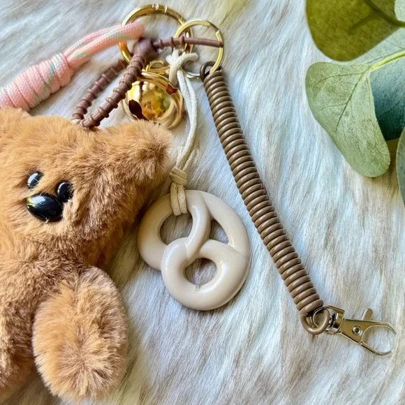 Plush Brown Teddy Bear Keychain - Picture 3 of 6